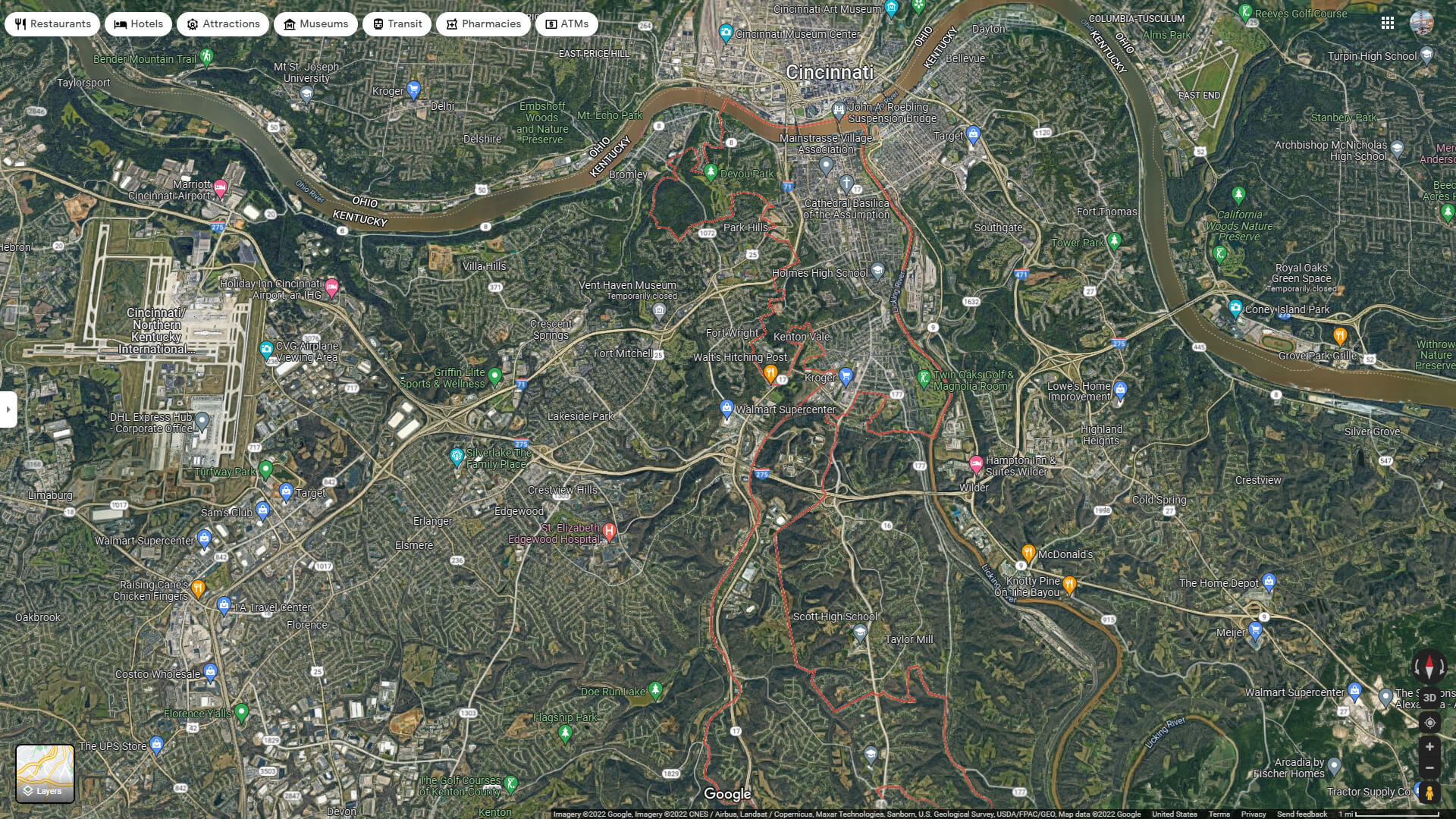 Covington Aerial Map Kentucky